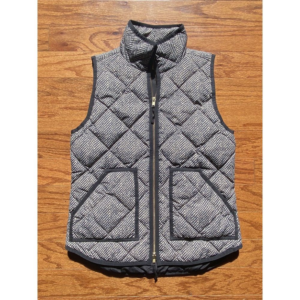 J Crew Black White Puffy‎ Vest With Pockets Size XS